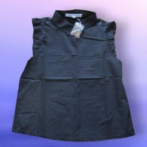 Women's Junior's Aftermarket Black Sleeveless Button Down Blouse, Size M